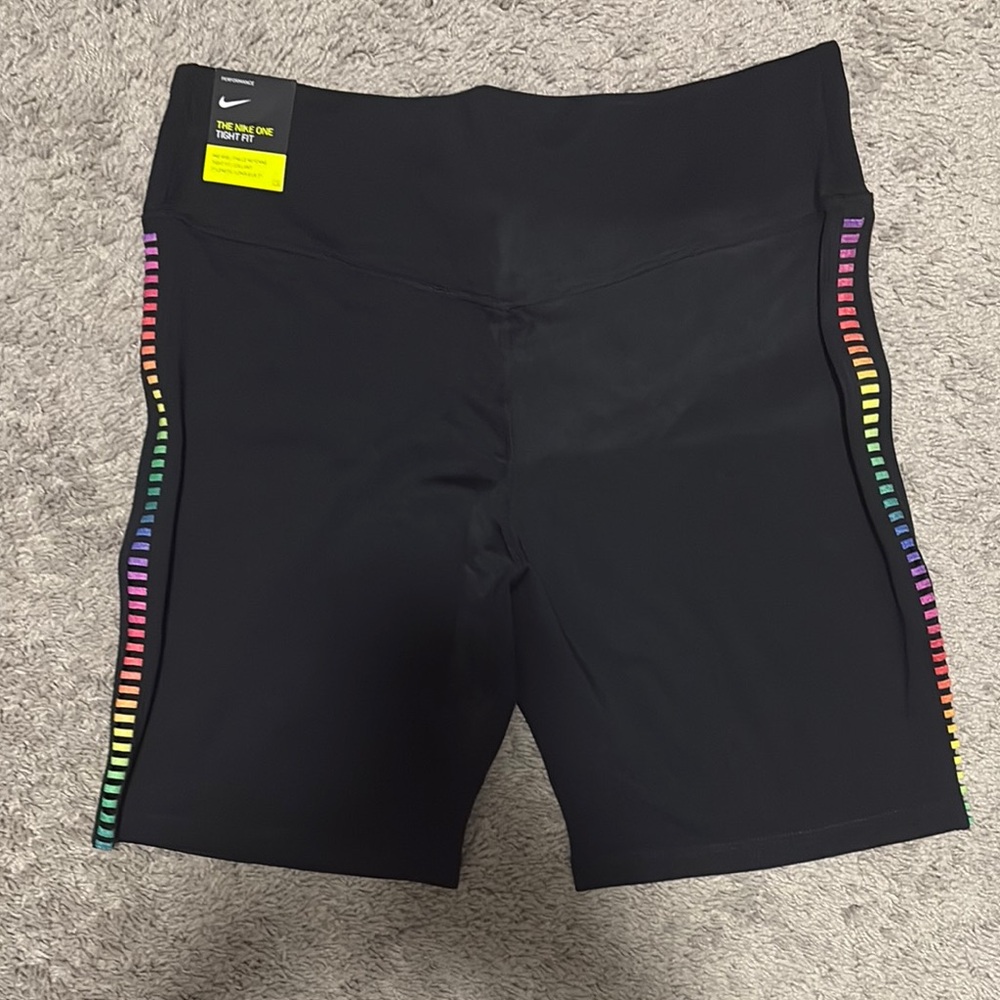 Nike Black Shorts with Colorful Side Stripes